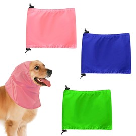 SSuirk 3 Pcs Dog Bath Cap Waterproof Dog Ear Protection Bathing Cap Dog Ears Headband Dog Snood Rain Hat Dog Ear Covers for Bath Dog Ear Wrap for Show Rain(PinkGreen LUE)