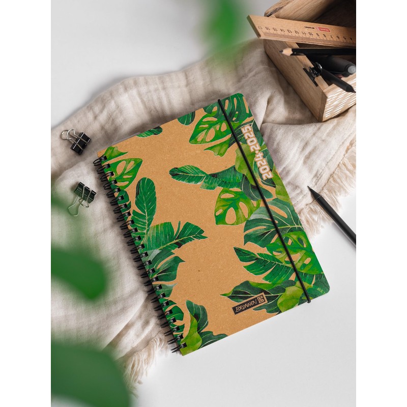 BRUNNEN Jungle Leaves School Diary (2024/2025), 2 Pages = 1