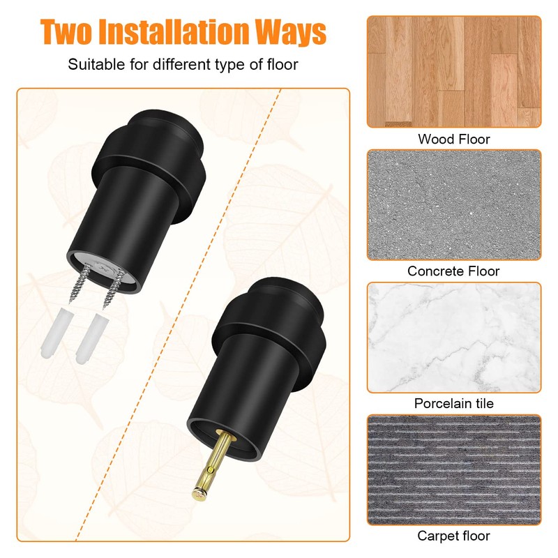6 Pack Door Stoppers, Floor Door Stop 2.5 Inch Cylindrical