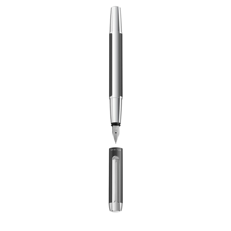 Pelikan Füllhalter Pura P40, Anthrazit, Feder F (fein), hochwertiger Patronenfüller