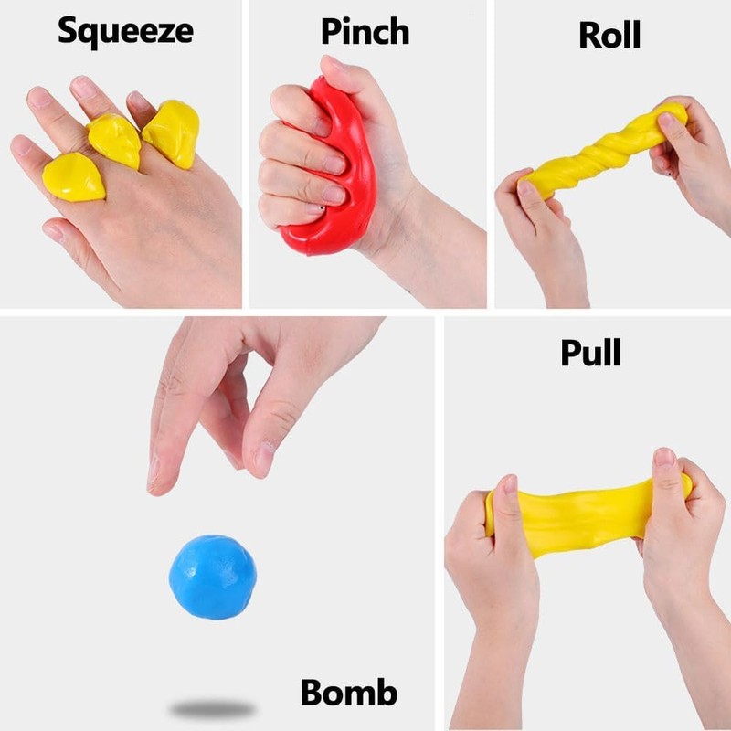 Hand Exercise Putty Kit, 4 Colours, Therapy Grip Strengthening and