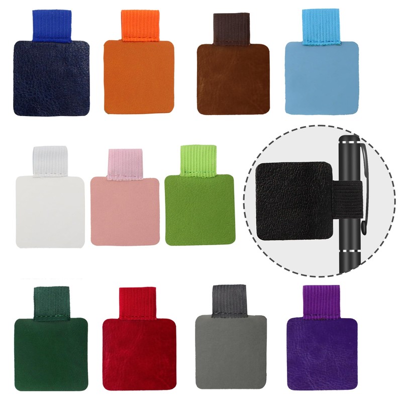 AUXBC 12Pcs Self-Adhesive Pen Loop Holder with Elastic Band, Notebook