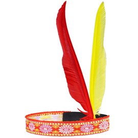 Hatstar Indian Hair Band Headband | Hair Accessories Elastic with 2 Feathers | Headpiece for Fancy Dress, Carnival, Theme Party | Feather Jewellery Accessory for Women, Men and Children Costume