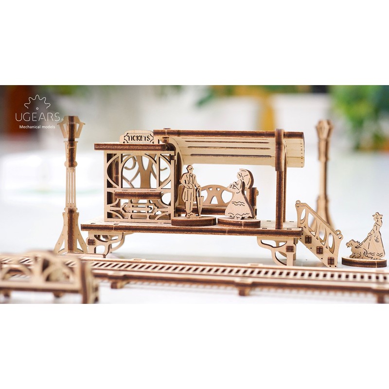 Ugears ユーギアーズ Tram Line トラムライン ;70028　木のおもちゃ 3D立体 パズル