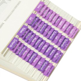 Abilat 100 Pcs Laminated Bible Tabs Reposition Bible Tabs Christian Gift for Women and Men Large Print Tabs Easy to Read and Apply Bible Labels (Gradient Purple)