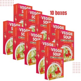 La Mekong Foods Instant Veggie Soup - Hot and Sour Flavor, Gluten Free, Non GMO - 10 Boxes