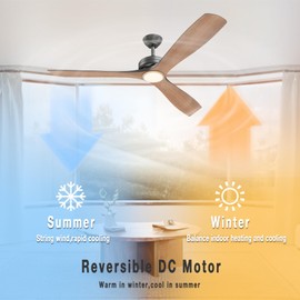 FANX XM102 60 Inch Indoor/Outdoor Ceiling Fan with Light, Quiet 6-Speed DC Motor, Dimmable 18W LED, Adjustable Color Temperature, Reversible Motor, Remote Control, Modern Design