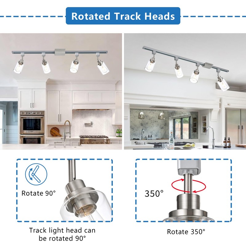 MELUCEE Pack of 4 H Track Lighting Fixtures for Accent