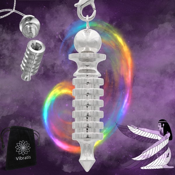 Isis Egyptian Pendulum Silver Plated Brass 22g | Fortune Telling Clock Display Magnetizer Receiver (Geobiology, Care, Reiki, Divination, Radionics...)