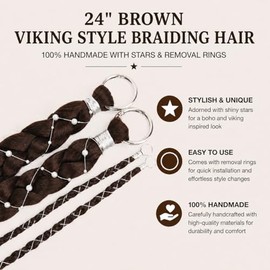 Brown Boho braiding hair Ponytail Extension With Pearl Beads,Free Style Pony Tails Hair Extensions With Metal Ring,Hand-Braided Hair Accessory Braided