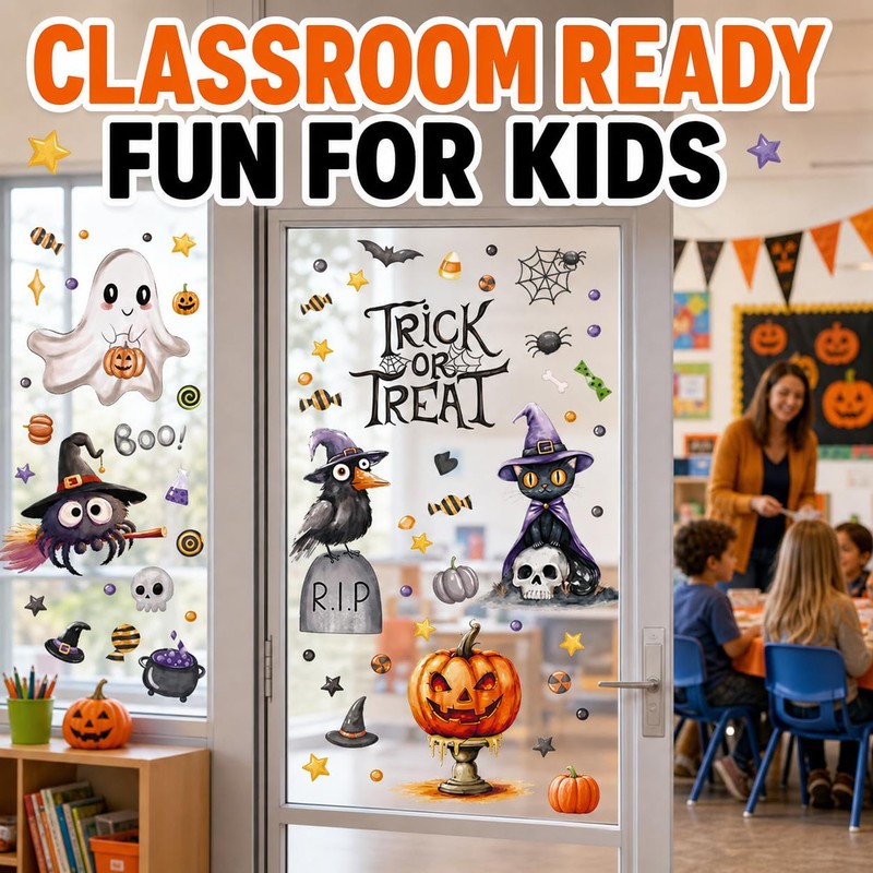 86 PCS Halloween Window Clings Decorations - Cute Spooky Ghost,