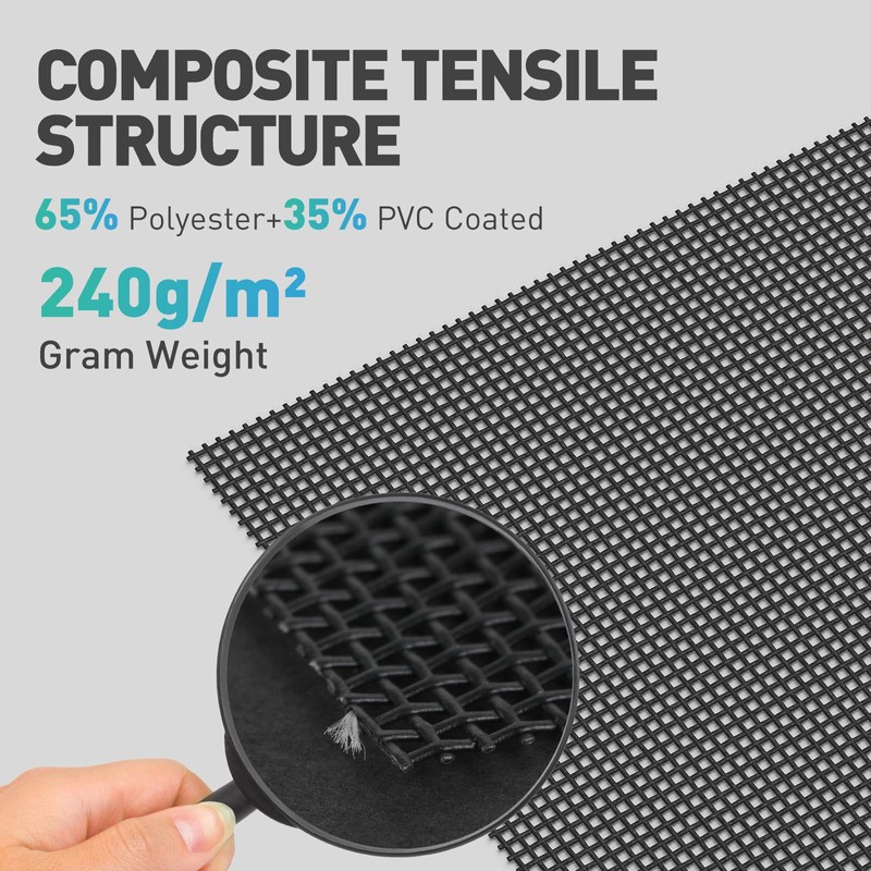 FCSOTSPS Pet Proof Window Door Screen Roll,37.4INx16.4FT Polyester Window Screen