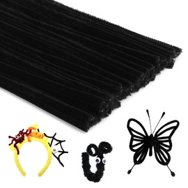 150PCS Pipe Cleaners Chenille Stem, Pipe Cleaners Fuzzy Sticks, Black Pipe Cleaners for Hair DIY Craft for Creative Handmade DIY Art Craft and Crafts Project Decoration Supplies