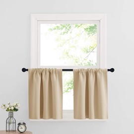 RYB HOME Blackout Curtains for Kitchen, Over Sink Privacy Curtains Window Decor, Thermal Insulating Drapes for Bathroom Cafe Bedroom Small Window, W 42 x L 24 inch, Biscotti Beige, 2 Panels