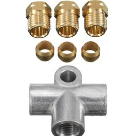 Buwei 3 Way T Parts Brake Hose with 3 Male Nuts M10 Copper Short Metric