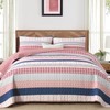 DJY Striped King Size Quilt Set, Pink Boho Bedspread Coverlet