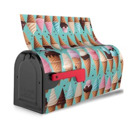 YYHWHJDE letterbox Cover Waterproof Oxford Cloth Accommodates Standard Size or Large Size mailboxes Ice Cream Cones Pattern 21x18 in