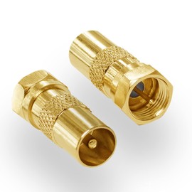 HB-Digital 2-Piece SAT Antenna Adapter Set – Antenna Plug (Male) and Antenna Socket (Female) to F-Connector (SAT, Male) HQ Gold-Plated