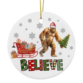 Funny Believe Ceramic Ornament Gifts Christmas Ornaments Big Foot Sasquatch Gifts