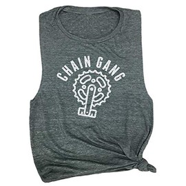Spunky Pineapple Chain Gang Cycling Class Women's Workout Muscle Tee Asphalt