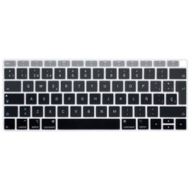 HRH Spanish Language Silicone Keyboard Cover Skin for MacBook Air 13 Inch 2018 Release A1932 with Retina Display and Touch ID,European Layout-Ombre Gray