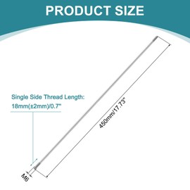 uxcell 2pcs Double Ended Stud Screws, M6x450mm 304 Stainless Steel Dual Threaded Rod Bolts with Nuts and Flat & Lock Washers Double End Threaded Stud Screw Bolt for House Maintenance