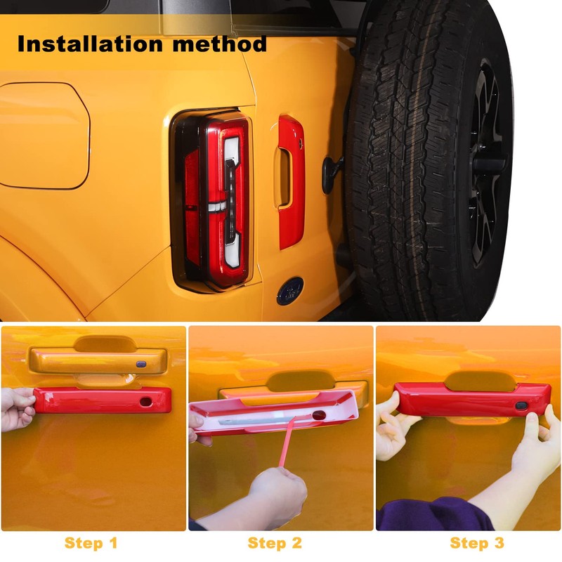 Jeliker for Bronco Door Handle Inserts Trim Cover, Tailgate Handle