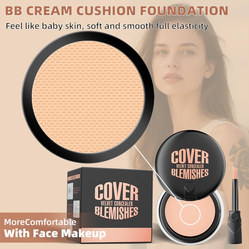 Cushion Concealer Tattoo Pimple Acne Scars Dark Circles Powder Free