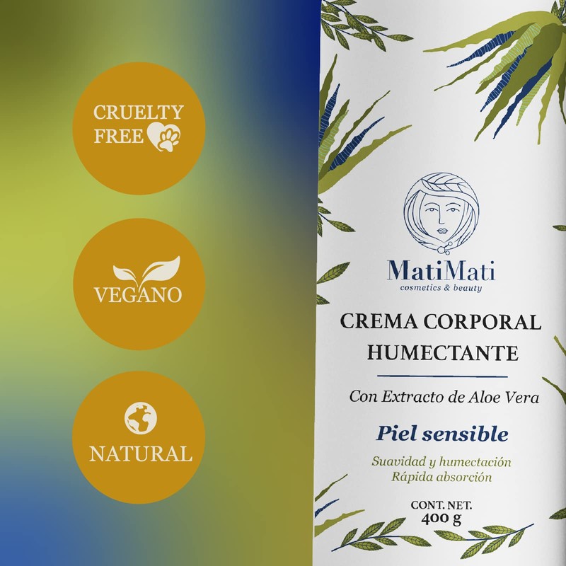 Crema Corporal Humectante Con Extracto Aloe Vera MatiMati Piel sensible,