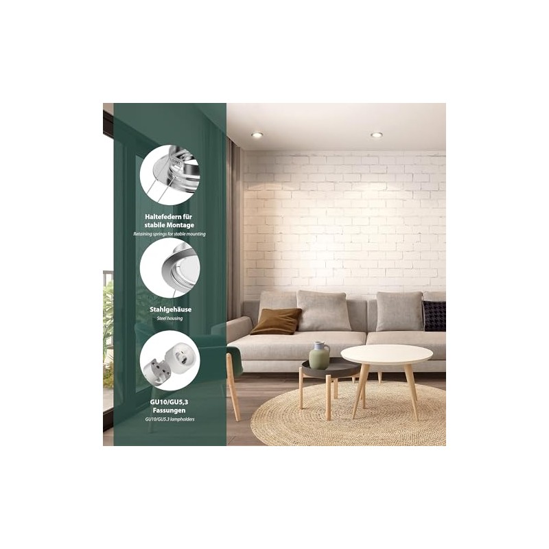 ledscom.de Fere Ceiling Mounting Frame Round Matte Stainless Steel Set