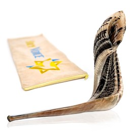 Holy Voice Kosher Ram Shofar Horn from Israel – 16"-18" Musical Horn with Shofar Bag – Decorative, Functional Jewish Judaica Gifts for Women & Men, Half Polished