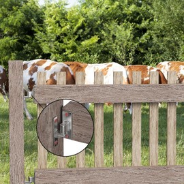 Hanured 2 Pairs 304 Stainless Steel Door Hinges, Wall Mounted Gate Hinges, Garden Gate Hinge Heavy Duty for Yard Gates, Metal Gates, Wooden Fences (Silver, with Screws)