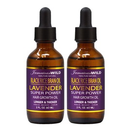 Jamaican Wild Black Rice Bran Oil Lavender Super Power Hair Growth Oil 2oz (Pack of 2)