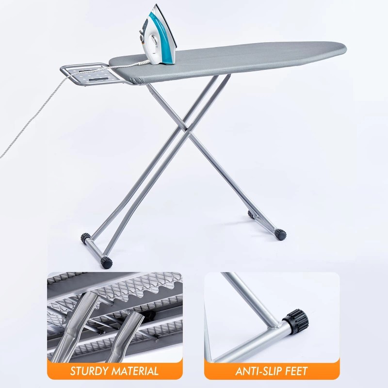 BKTD Foldable Ironing Board with Heat Resistant Cover, Steam Iron