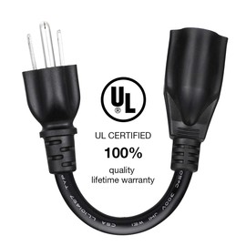 [UL Listed] Miady Short Power Extension Cord Outlet Saver, 16AWG/13A, 3 Prong (10 Pack, Black, 8 Inch)