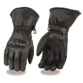 Milwaukee Leather SH815 Men's Black Leather Waterproof Gauntlet Gloves with Hard Knuckles - XX-Large