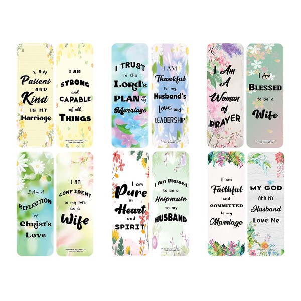 NewEights Christian Affirmation Bookmarks for Wives (5-Sets X 6 Cards)