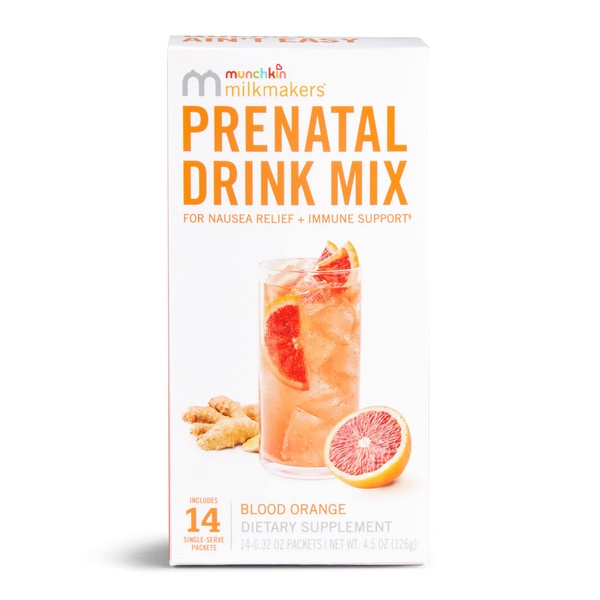Munchkin® Milkmakers® Prenatal Drink Mix for Morning Sickness & Nausea Relief + Immune Support, Blood Orange, 14 Count
