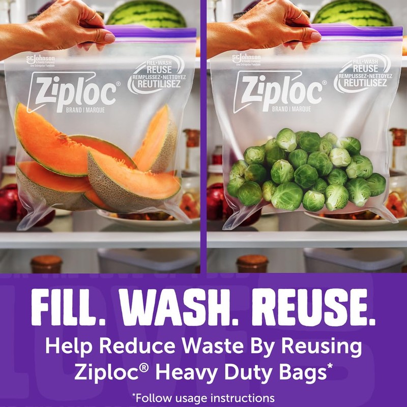 Ziploc Heavy Duty Gallon Food Storage Bags, Seal Top Closure,