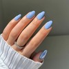KQueenest Baby Blue Press on Nails Short Oval, Short False Nails Almond, Glossy Solid Sky Blue Fake Nails Set, Reusable Natural Gel Stick on Nail for Women Finger Daily Wear 24 Pcs