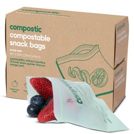 Compostic Home Compostable Resealable Snack Size Bags, Microwave & Freezer Safe, Organic Food Storage Container, 90 Count + 10 Bonus Bags