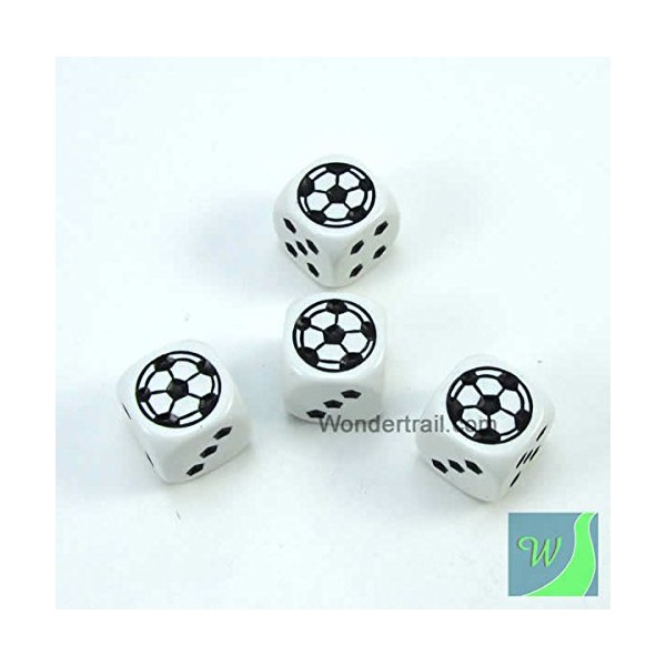 Wondertrail WKP13184E4 Soccer Dice D6 White Opaque with Black Pips