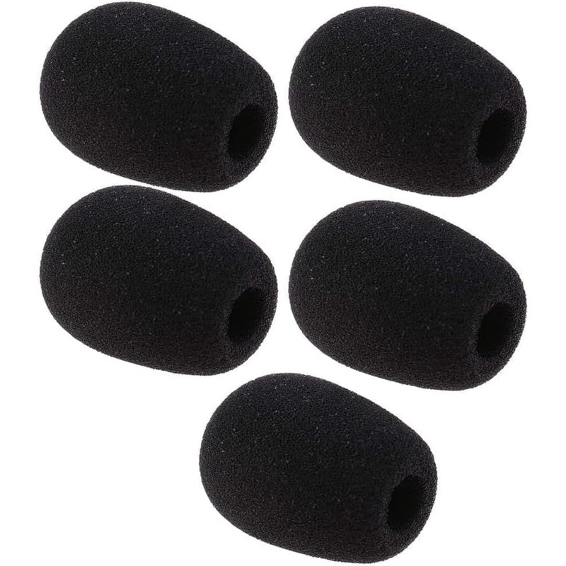 5 Pcs Black Replacement Microphone Sponge Wind Shield Windscreen Foam