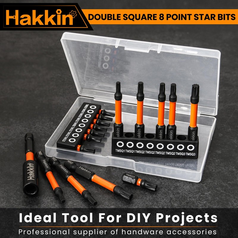 Double Square 8 Point Star Bit Set Hakkin 17Pcs S2