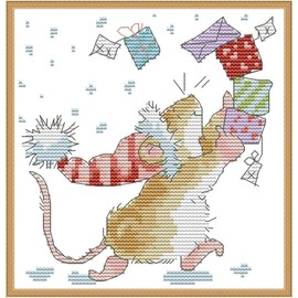 CROSSDECOR Stamped Cross Stitch Kits 11CT 9.5X9.5 inch Pre-Printed Cross-Stitching Starter Patterns for Beginner Kids or Adults, Embroidery Needlepoint Kits