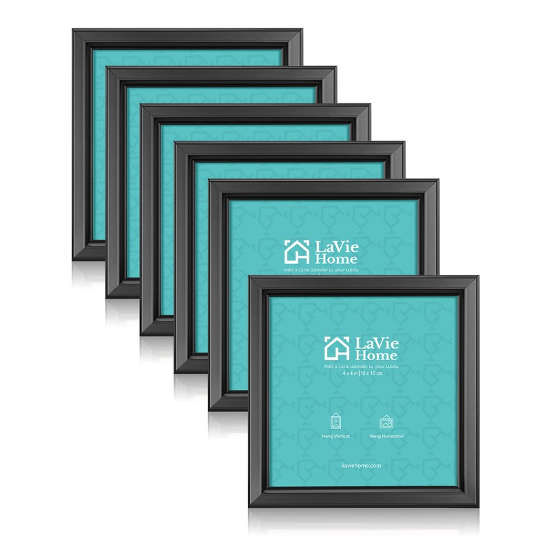 LaVie Home 4x4 Picture Frames (6 Packs, Black) Simple Designed