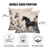 UZFNY Animals Black Horse Double Sided White Linen Pillow Cover