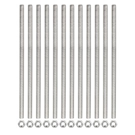 TOP-VIGOR 12Pcs M4 x 250mm Fully Threaded Rod, 304 Stainless Steel Right Hand Threads Rods, Fully Studding Rod Bar with 12Pcs Hex Nuts for Anchor Bolts, Clamps, Hangers and U-Bolts