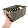 Operitacx 3pcs Dark Woven Storage Basket with Handle Decorative Desktop