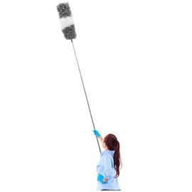 Feather Duster (7 Pcs) - High Ceiling Duster Cleaning Kit - Cobweb Duster with Extension Pole - Microfiber Duster for High Ceilings - Ceiling Fan Cleaner Duster - Window Cleaning